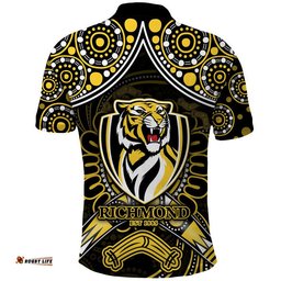 Richmond Tigers Football Polo Shirt Boomerang Indigenous Dots Amazing Aussie