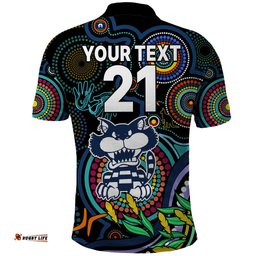 Custom Cats Football Aboriginal Art Polo Shirt NAIDOC Indigenous Tribal