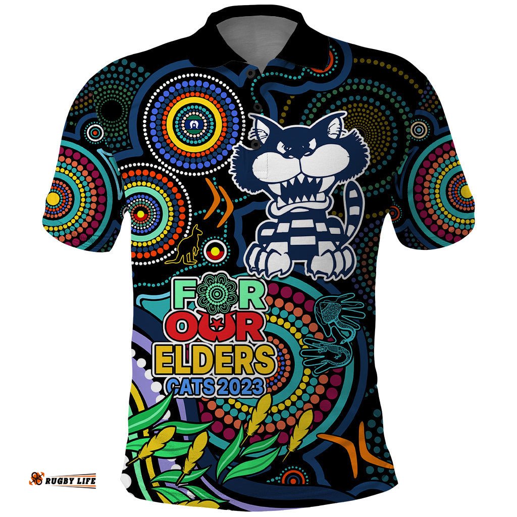 Custom Cats Football Aboriginal Art Polo Shirt NAIDOC Indigenous Tribal