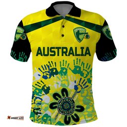 Custom Personalised Australia Cricket Polo Shirt Aboriginal Style Unique - Black Amazing Aussie