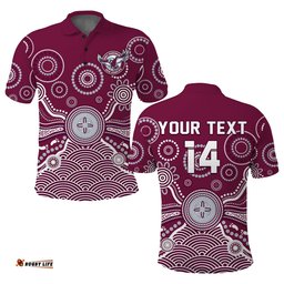 Custom Text And Number Sea Eagles Polo Shirt Manly Warringah 1946 Indigenous Painting Amazing Aussie