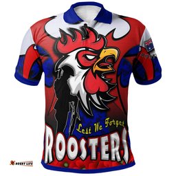 Roosters Rugby Polo Shirt - Custom Roosters Remembrance Day And Poppies Polo Shirt Amazing Aussie
