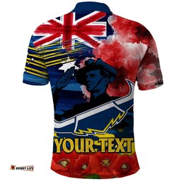 Custom Personalised ANZAC Cowboys Rugby Polo Shirt We Shall Remember Amazing Aussie