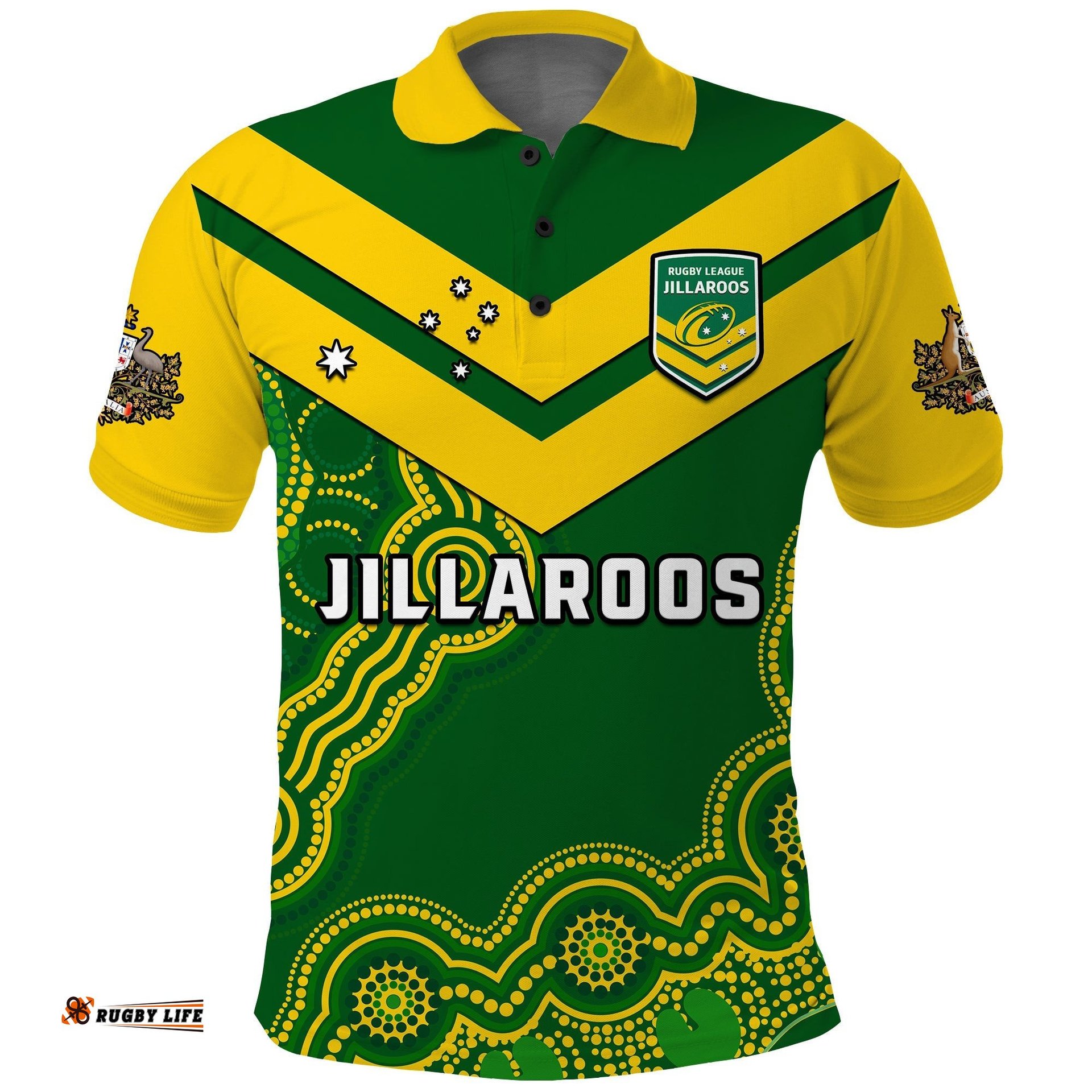 Custom Text And Number Australia Rugby Polo Shirt Jillaroos Champions Indigenous Green Style Amazing Aussie
