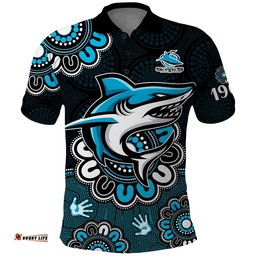NRL Cronulla-Sutherland Sharks Rugby Sharkies 1963 Aboriginal Polo Shirt Amazing Aussie
