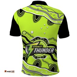 Thunder Cricket Polo Shirt Sydney Aboriginal Painting Amazing Aussie