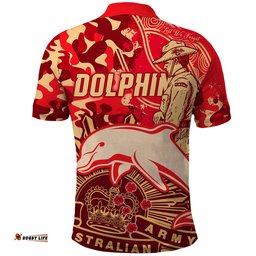 NRL ANZAC 2023 Dolphins Polo Shirt Camouflage Amazing Aussie