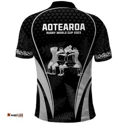 New Zealand Aotearoa Rugby Polo Shirt Haka Dance Mixed Silver Fern Sporty Style