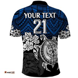 Custom Bulldogs Rugby Polo Shirt Berries Hibiscus and Turtle With Polynesian Pattern