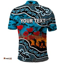 Custom Personalised Anzac Day NRL - Sharks Polo Shirt Aboriginal Lizard Patterns