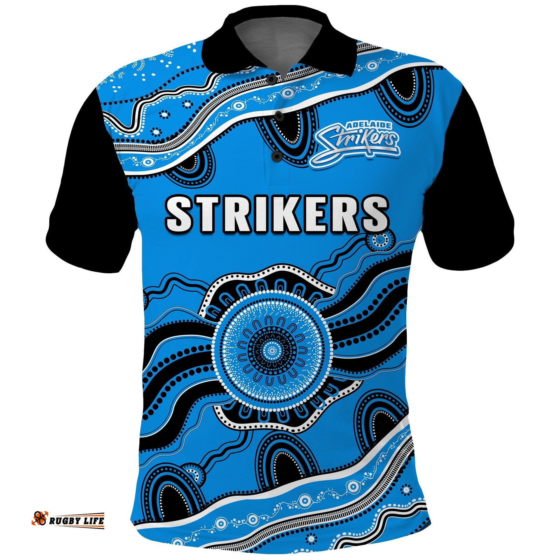 Adelaide Strikers Cricket Polo Shirt Aboriginal Painting Amazing Aussie
