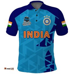 Custom Text And Number India Cricket Polo Shirt Men in Blue 2022 Mens T20 World Cup Amazing Aussie