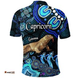 Australian Astrology Polo Shirt Capricorn Goanna Zodiac Aboriginal Vibes - Blue Amazing Aussie