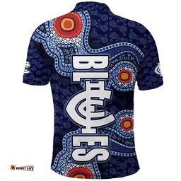 Carlton Blues Indigenous Aboriginal Style Polo Shirt  Amazing Aussie