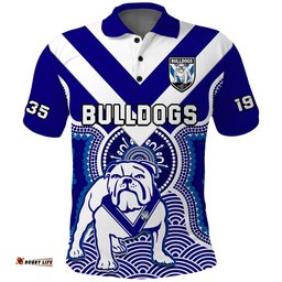 Bulldogs Rugby Polo Shirt Canterbury Bankstown 1935 Indigenous Artsy Amazing Aussie