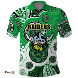 Custom Personalised And Number Raiders NRL Polo Shirt Aboriginal Patterns