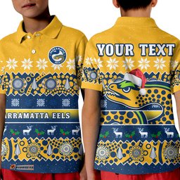 Custom Personalised Parramatta Eels Christmas Polo Shirt Parra Aboriginal Art Merry Xmas Amazing Aussie