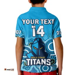 Custom Text And Number Titans Rugby Polo Shirt Gold Coast 2007 Aboriginal Art Amazing Aussie