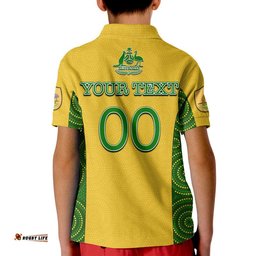 Custom Personalised And Number Australia Soccer Polo Shirt Aboriginal Dot Patterns Amazing Aussie