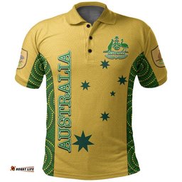Custom Personalised And Number Australia Soccer Polo Shirt Aboriginal Dot Patterns Amazing Aussie