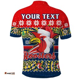 Custom Personalised Sydney Roosters Christmas Polo Shirt Easts Aboriginal Art Merry Xmas Amazing Aussie