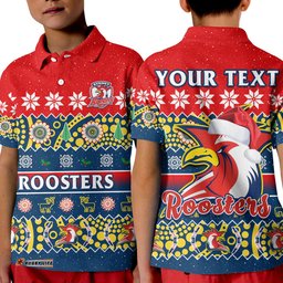 Custom Personalised Sydney Roosters Christmas Polo Shirt Easts Aboriginal Art Merry Xmas Amazing Aussie