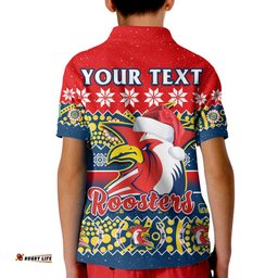 Custom Personalised Sydney Roosters Christmas Polo Shirt Easts Aboriginal Art Merry Xmas Amazing Aussie