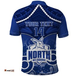 Personalised North Melbourne Football Polo Shirt Kangaroos Aboriginal Mix Polynesian Pattern