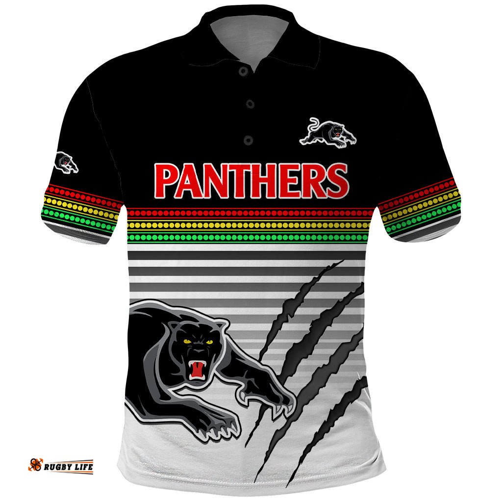 Custom Text And Number Penrith Panthers Rugby Polo Shirt Authentic Permiers Black Version 2023