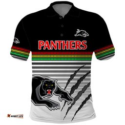 Custom Text And Number Penrith Panthers Rugby Polo Shirt Authentic Permiers Black Version 2023