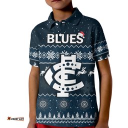 Carlton Football Polo Shirt Blues Indigenous Merry Christmas Amazing Aussie