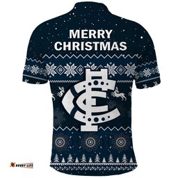 Carlton Football Polo Shirt Blues Indigenous Merry Christmas Amazing Aussie