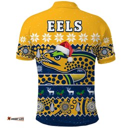 Parramatta Eels Christmas Polo Shirt Parra Aboriginal Art Merry Xmas Amazing Aussie