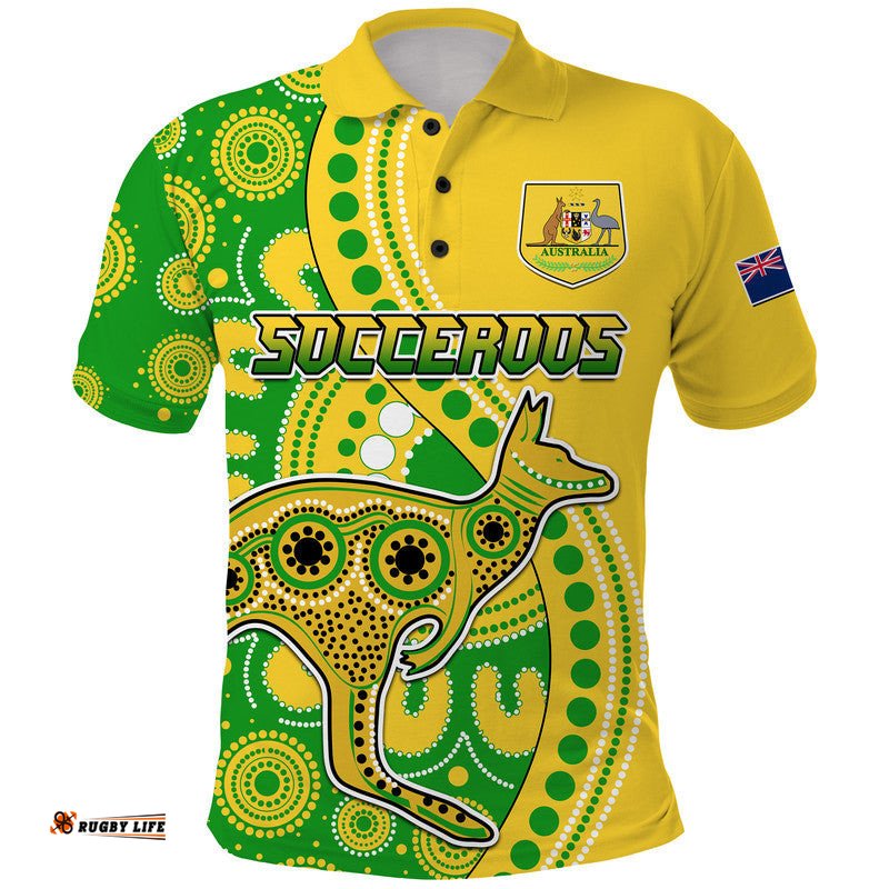 Australia Kangaroo Soccer World Cup Polo Shirt Socceroos Aboriginal Amazing Aussie