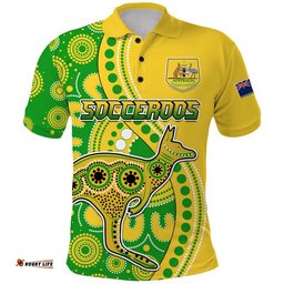 Australia Kangaroo Soccer World Cup Polo Shirt Socceroos Aboriginal Amazing Aussie