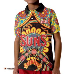 Suns Football Polo Shirt Boomerang Indigenous Dots Amazing Aussie