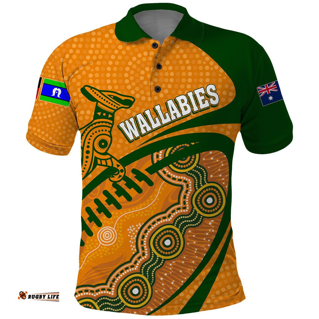 Personalised Aussie Wallabies Polo Shirt Rugby World Cup Indigenous