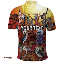 Custom Personalised Australia Kookaburra Dreaming Aboriginal Arty Style Polo Shirt Amazing Aussie