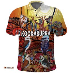 Custom Personalised Australia Kookaburra Dreaming Aboriginal Arty Style Polo Shirt Amazing Aussie