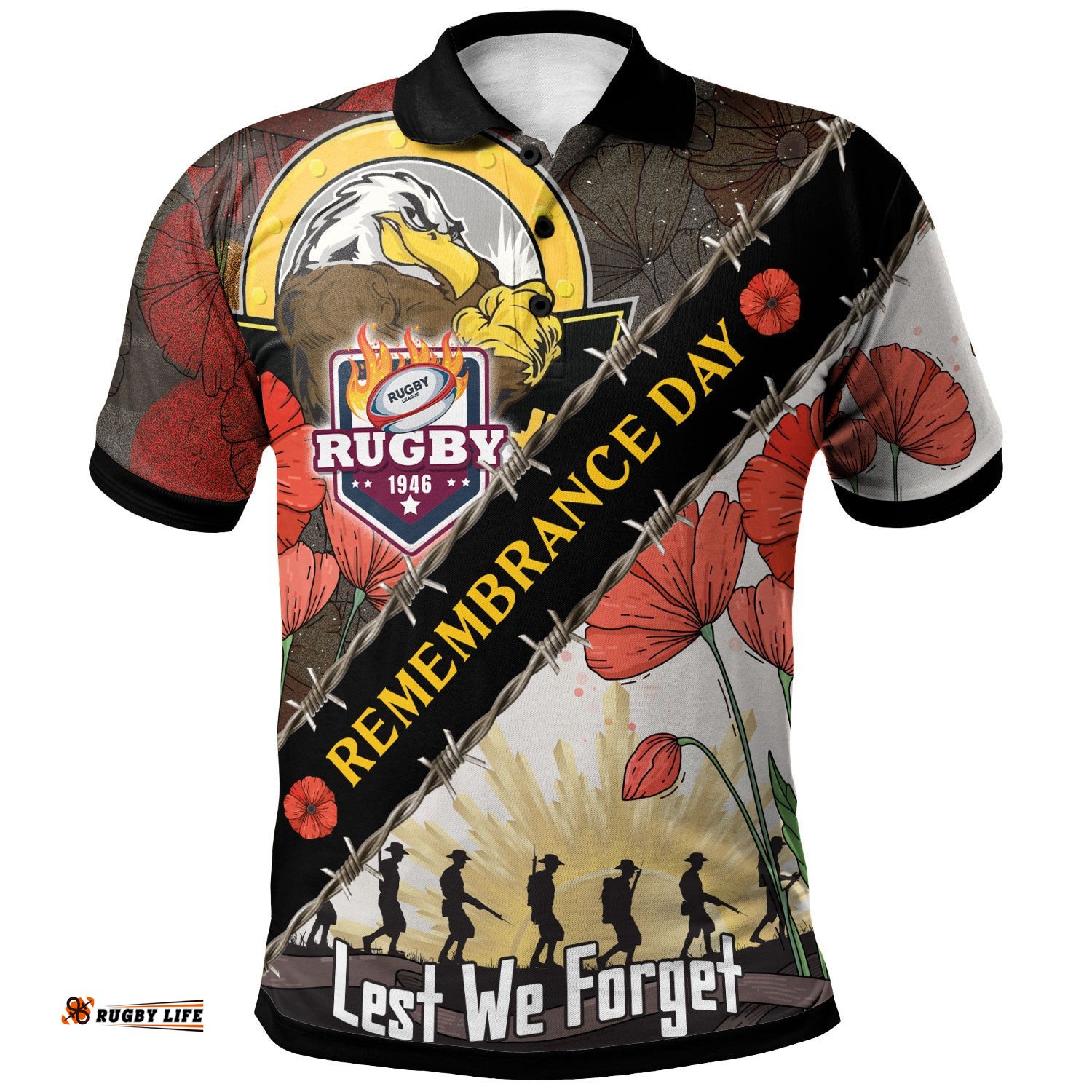 Sea Eagles Rugby Polo Shirt - Custom Remembrance Day LEST WE FORGET Polo Shirt Amazing Aussie