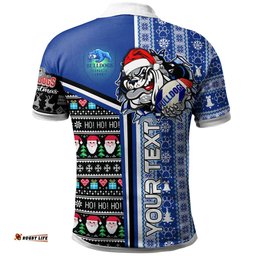 Bulldogs Rugby Christmas Polo Shirt - Custom Scratch Bulldogs Christmas With Snowflakes Ho Ho Ho Polo Shirt Amazing Aussie