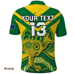 Custom Text and Number Australia Soccer Polo Shirt Champions Aboriginal Kangaroos World Cup Football Socceroos Amazing Aussie