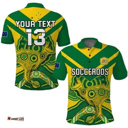 Custom Text and Number Australia Soccer Polo Shirt Champions Aboriginal Kangaroos World Cup Football Socceroos Amazing Aussie