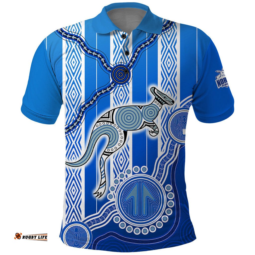 Custom Text And Number Kangaroos Indigenous Polo Shirt North Melbourne Football