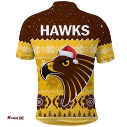 Hawthorn Football Polo Shirt Hawks Indigenous Merry Christmas Amazing Aussie