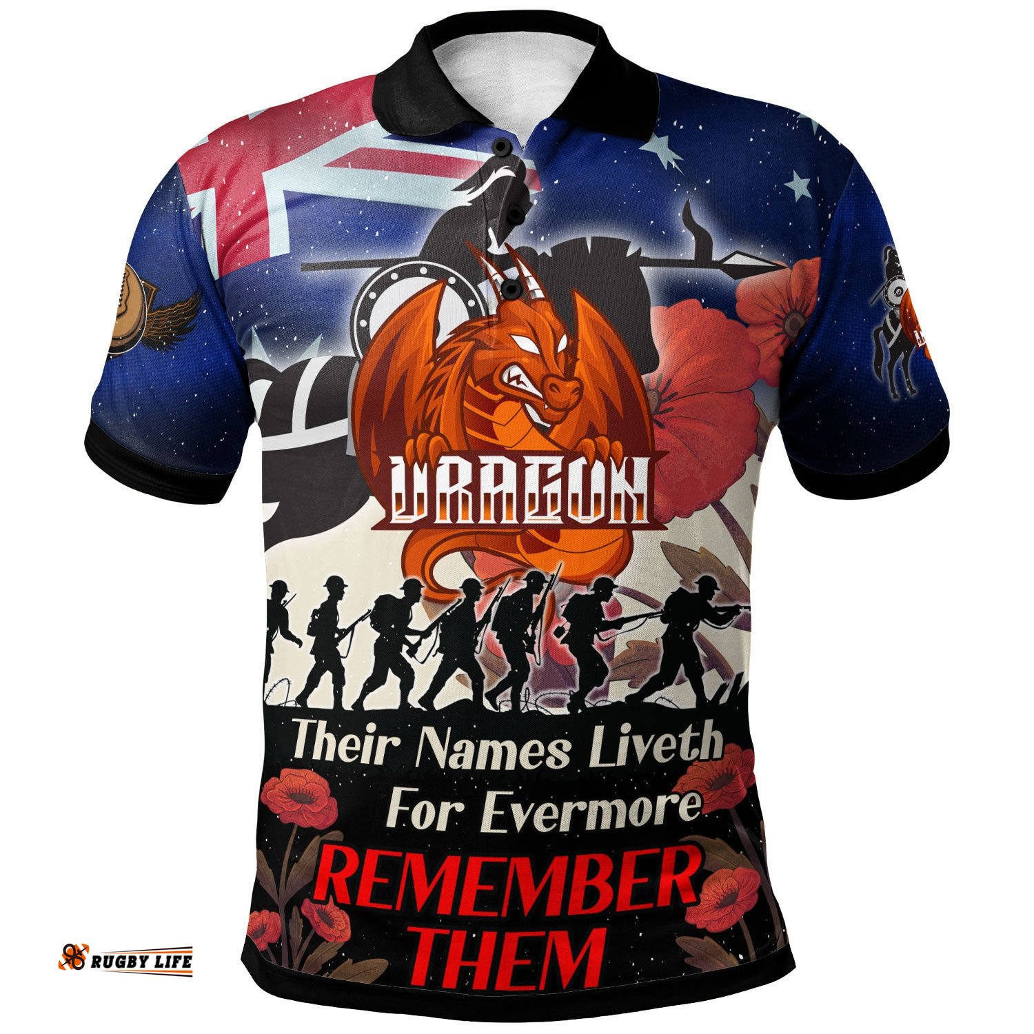 St. George Rugby Polo Shirt - Custom REMEMBER THEM Red Poppy Flowers Polo Shirt Amazing Aussie
