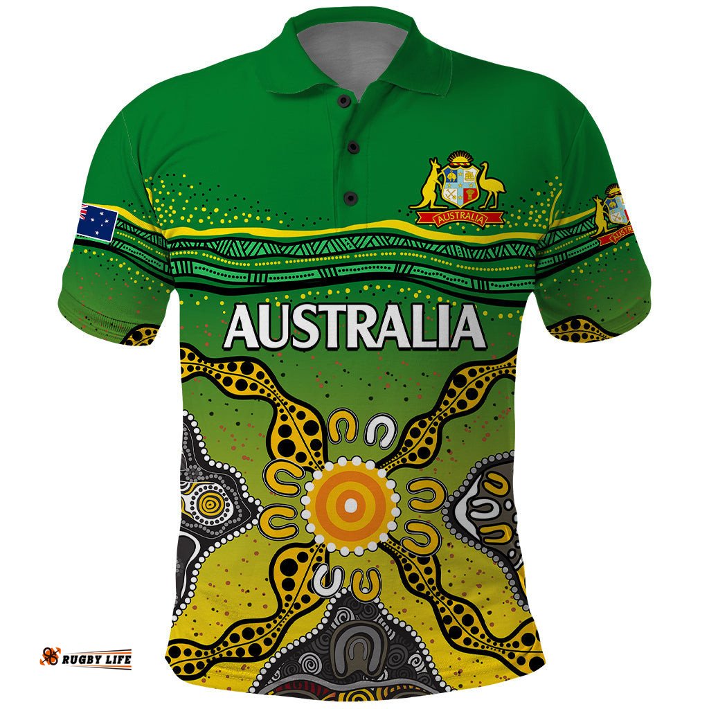 Australia Cricket Polo Shirt Aboriginal Dots Style