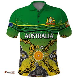 Australia Cricket Polo Shirt Aboriginal Dots Style