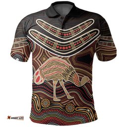 Custom Personalised Emu Aboriginal Boomerang Polo Shirt No.2 Amazing Aussie