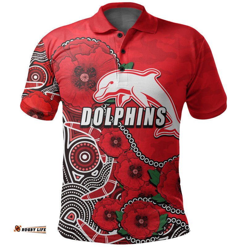 Custom Personalised Anzac Day NRL-Dolphins Army Mix Aboriginal Polo Shirt Amazing Aussie